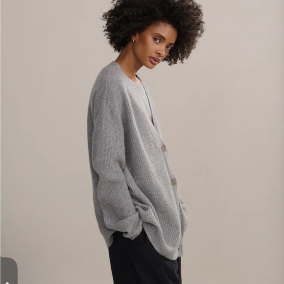 Jenni kayne cashmere oversized cocoon cardigan 100% cashmere gray S - Picture 3 of 10